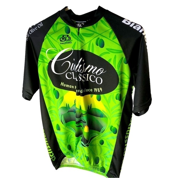 Pactimo Sport Cycling Jersey Men M Greens Cilismo Classico Bottle Pockets - Picture 1 of 7